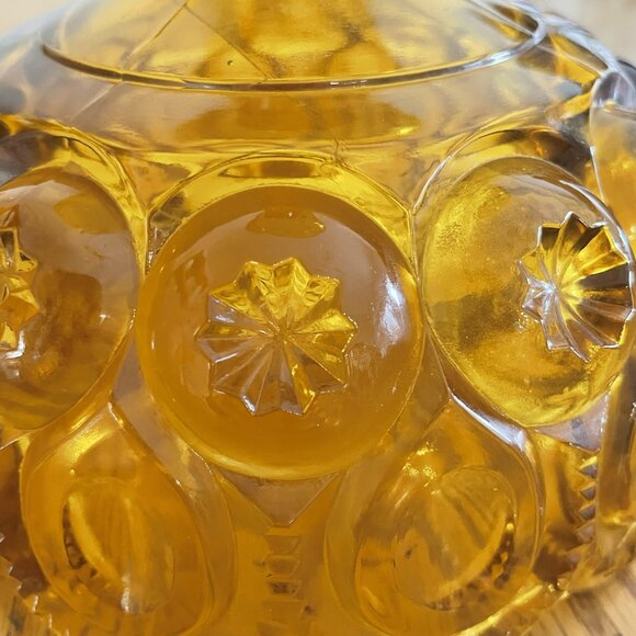 Vintage L.E. Smith Moon & Star Amber Covered Comport - 10” Tall, 1970s - Picture 10 of 10